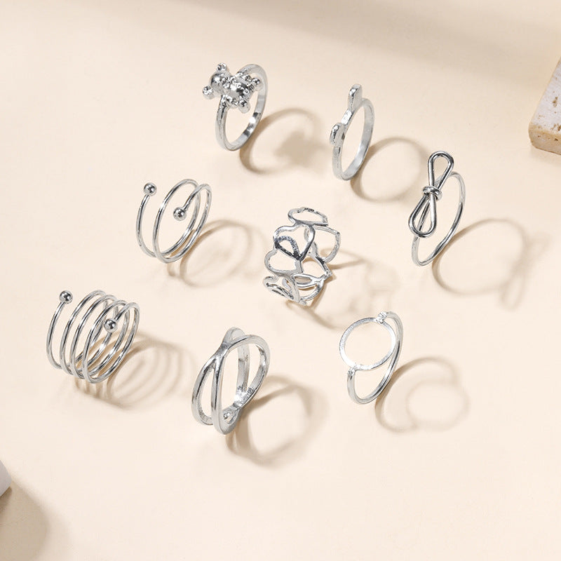 Korean-style wholesale rings, trendy european and american cross-border jewelry for women, featuring unique and bold geometric, heart, stacked, and bowknot rings