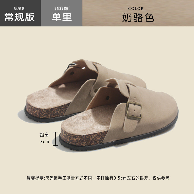 birkenstock slippers toe-cap half-slippers 2024 new spring and summer women's shoes one-leg retro water pine outwearfashion