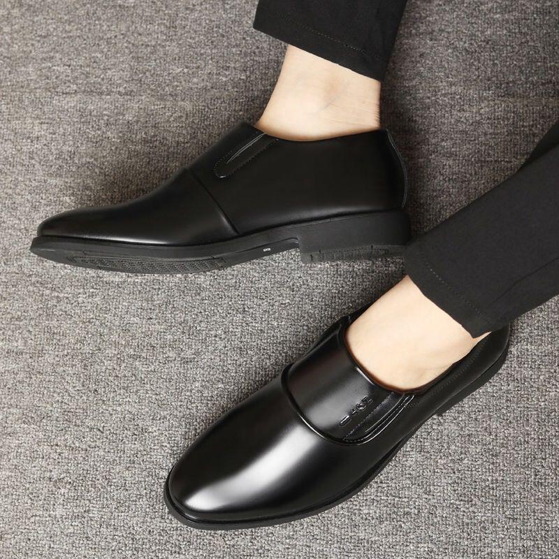 Men's leather shoes - spring new arrivals: business casual, formal, slip-on style. available in black, korean style, perfect for students and weddings