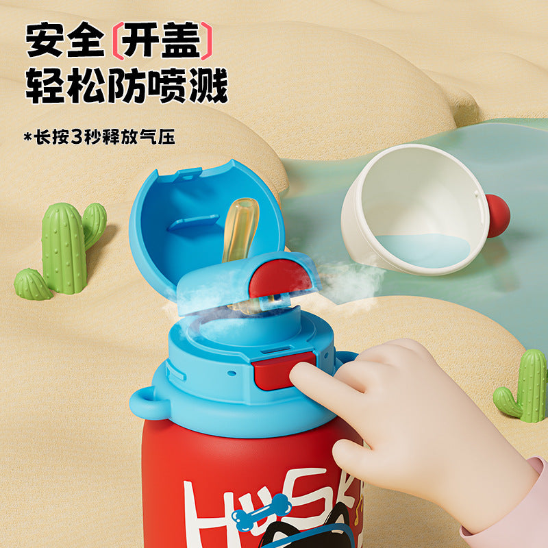 High-style 316 stainless steel insulated tumbler featuring cute graffiti and fun cartoon designs. perfect for kids, this portable outdoor water bottle keeps drinks hot or cold