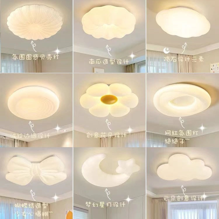 Guangdong Zhongshan Lighting Warm and Romantic Children's Room Bedroom Light Log Cream Wind Flower Master Bedroom Ceiling Light