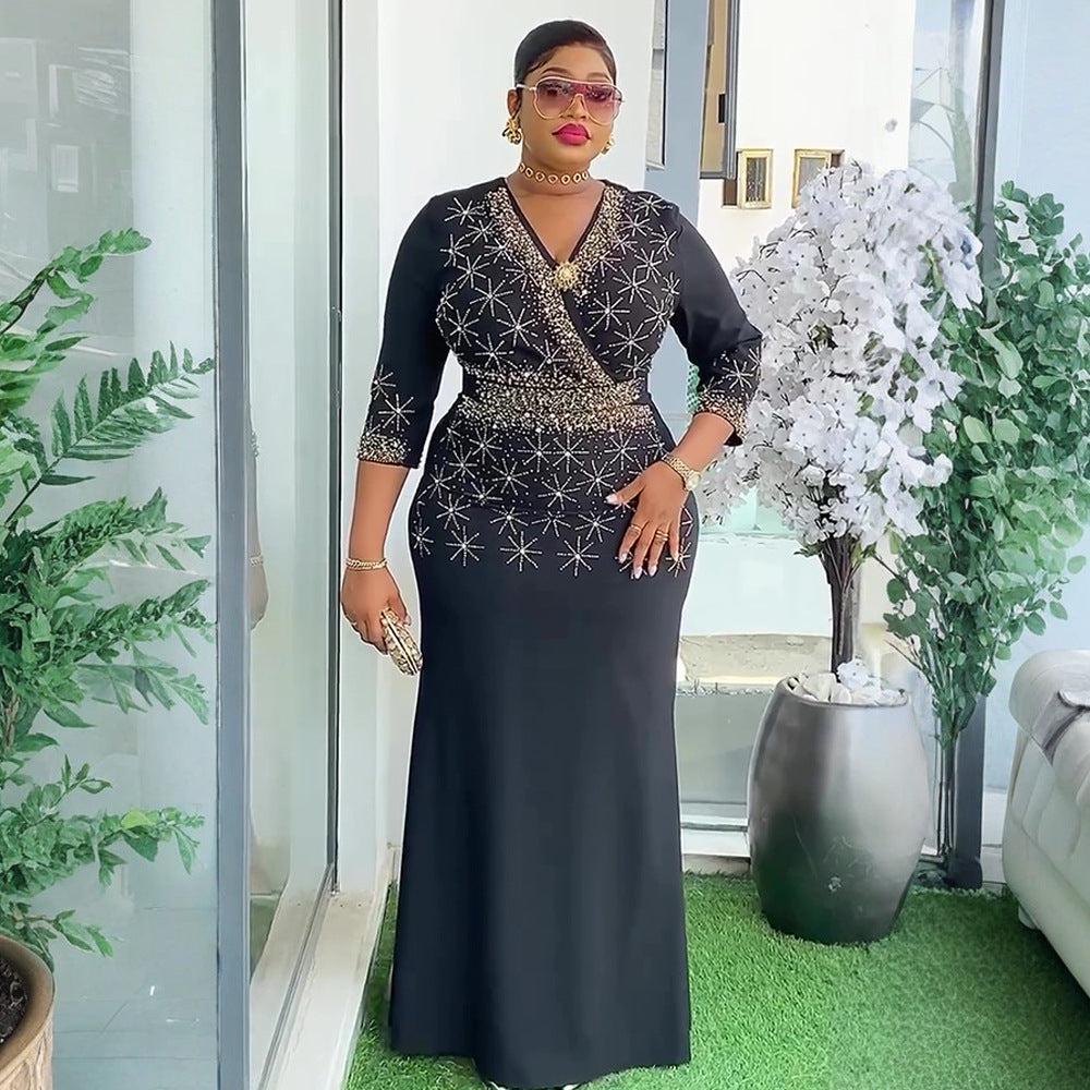 Aliexpress elegant women's dress fashion cross-border foreign trade african new arrivalplus sizedress
