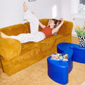 Maillard retro style corduroy living room small apartment medieval foldable lazy fabric sofa bed combination