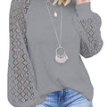 fashionexport cross-border new arrival  independent station round neck long sleeves lacepatchworkloosetops women