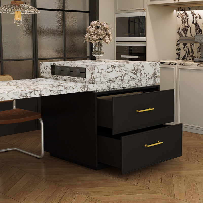 Rock slab island dining table integrated open kitchen dining room island multi-functional rock slab storage console dining table