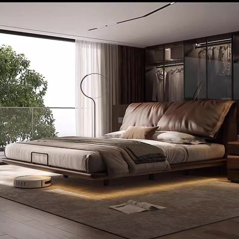 Italian accessible luxury bed master bedroom elephant ears genuine leather bed master bedroom luxury elegant accessible luxury suspended storage double bed