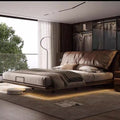 Italian accessible luxury bed master bedroom elephant ears genuine leather bed master bedroom luxury elegant accessible luxury suspended storage double bed