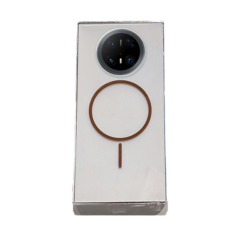 Suitable for huawei mate70pro transparent mobile phone case mate60 thin ring magnetic high transparency trendy anti-fall pc case new