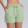 New solid color drawstring pocket yoga training tight yoga shorts high elasticity sports running fitness capri pants for women