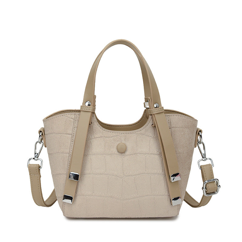 Elegant fashion western-style women's bag, lychee pattern, popularcasual women's bag, shoulder crossbody, textured korean style vegetable basket bag