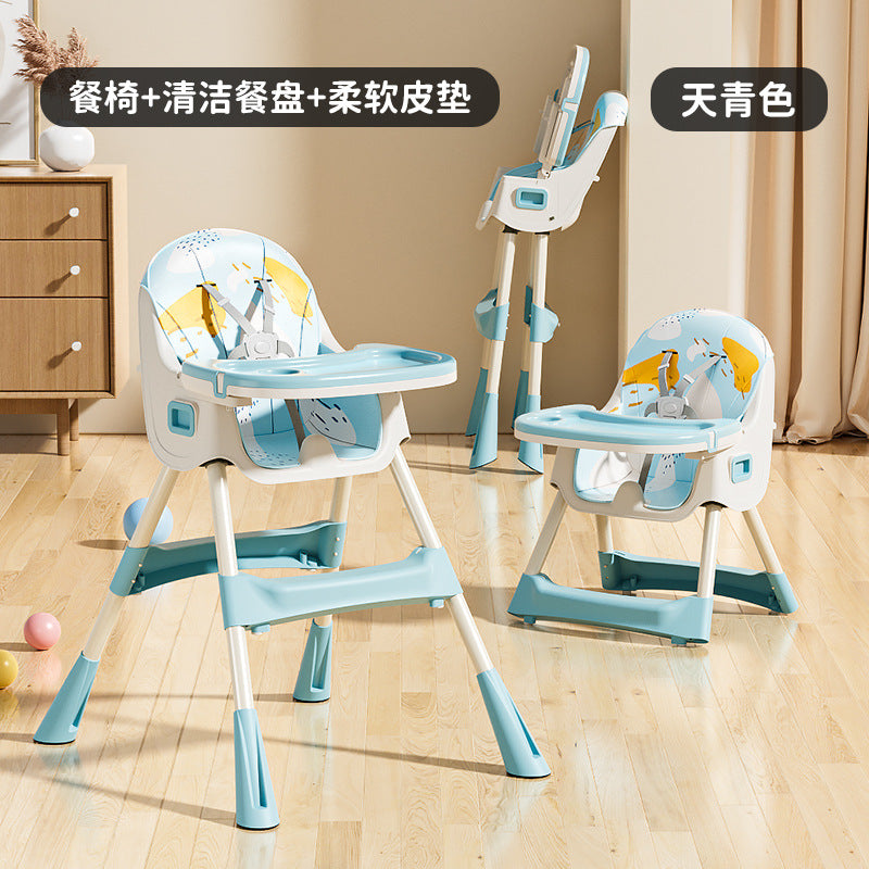 Baby high chair - foldable, portable, home use - infant learning seat for feeding - multifunctional dining chair for kids