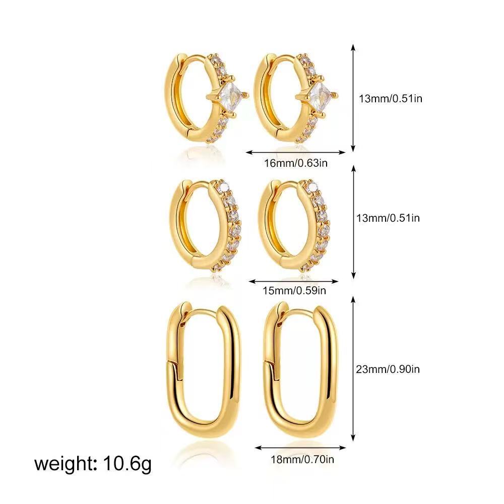 Amazon top list cross-border ins women's earrings 8 pairs earring set imitation 14k gold factory direct sales combination set