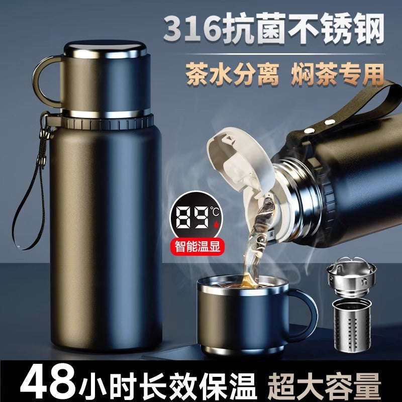Warm display thermos cup large capacity 316 thermos kettle tea water separation water cup men outdoor kettle gift cup