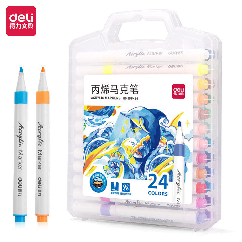 Deli HM108 Acrylic Marker Acrylic Paint Student Color Pen Acrylic Pen Marker Set