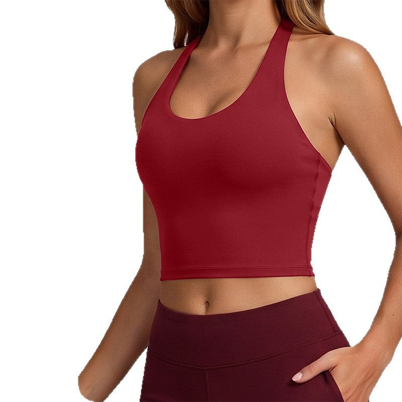 new nylon spandex compression yoga tank top - quick-dry activewear, versatile outerwear, running, beautiful back design, sports bra for women