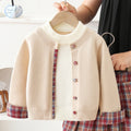 Girls' sweater set - new autumn/winter  collection: round neck, color block, faux two-piece knit cardigan jk outfit