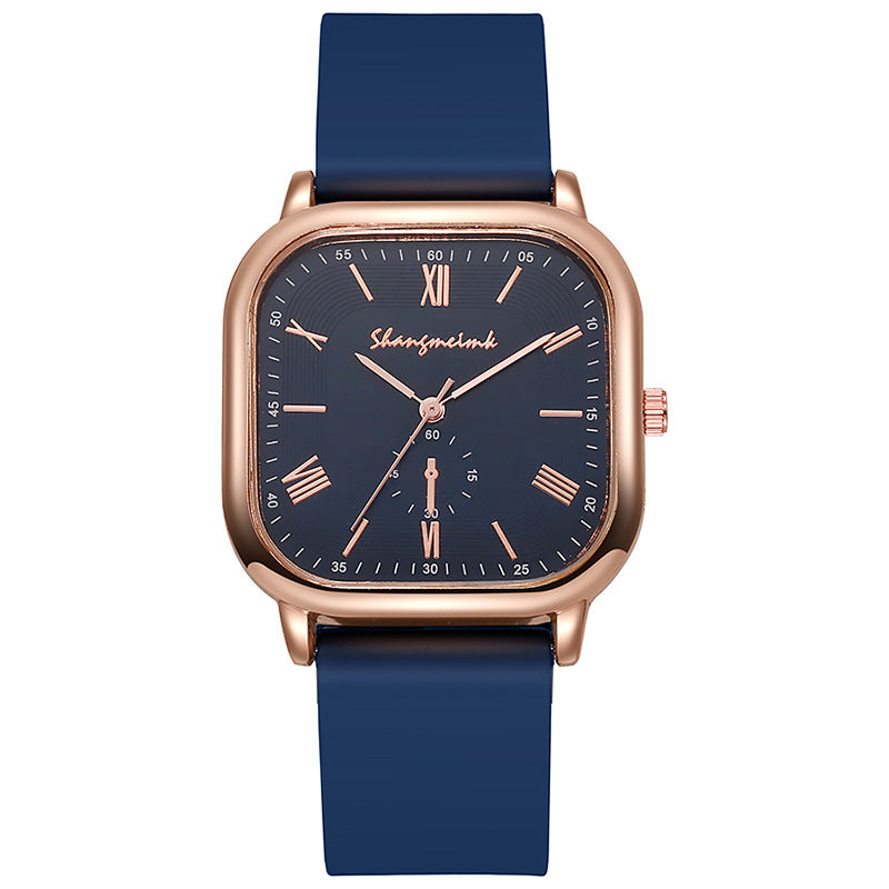 vintage style rose gold square roman scale silicone strap women's quartz watch factory direct sales wholesale