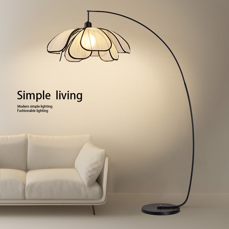 Flower wabi-sabi medieval style floor lamp japanese retro designer living room study art house b&b fishing lamp