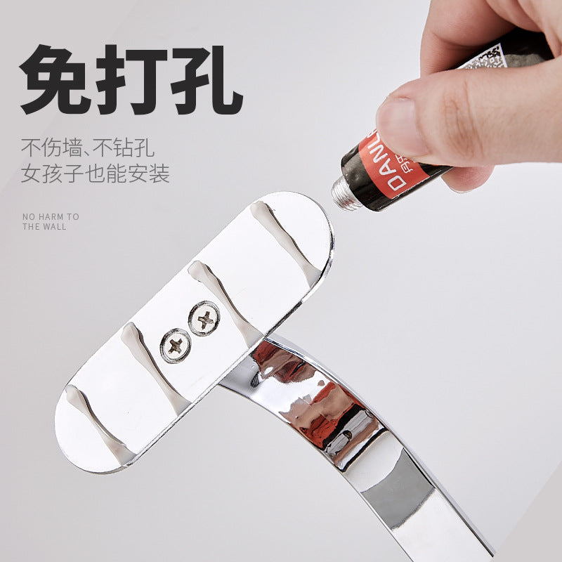 Stainless steel electroplated towel bar single bar double bar bathroom hanging hotel storage hanger toilet towel rack free of punching