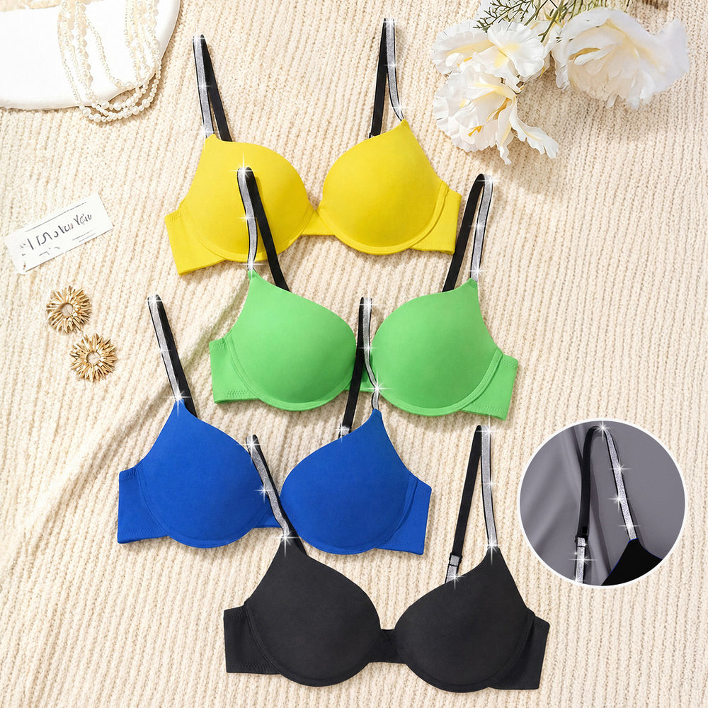 popular glossy fashion women's bra, big breasts, small push-up support, underwire adjustable women's intimates