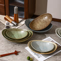 japanese ceramic plate, high-end candy bowl, fruit salad bowl, fish plate, stoneware tableware, oval plate, household dish plate