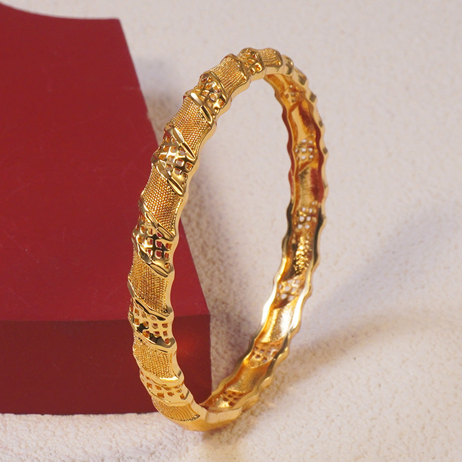 24k gold plated middle eastern women's fashion open copper bangle dubai saudi arabian jewelry bridal luxury
