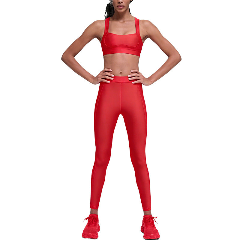 new arrival yoga clothes high waist hip lift tummy control slimming look sling beautiful back running sports intimates bra suit for women