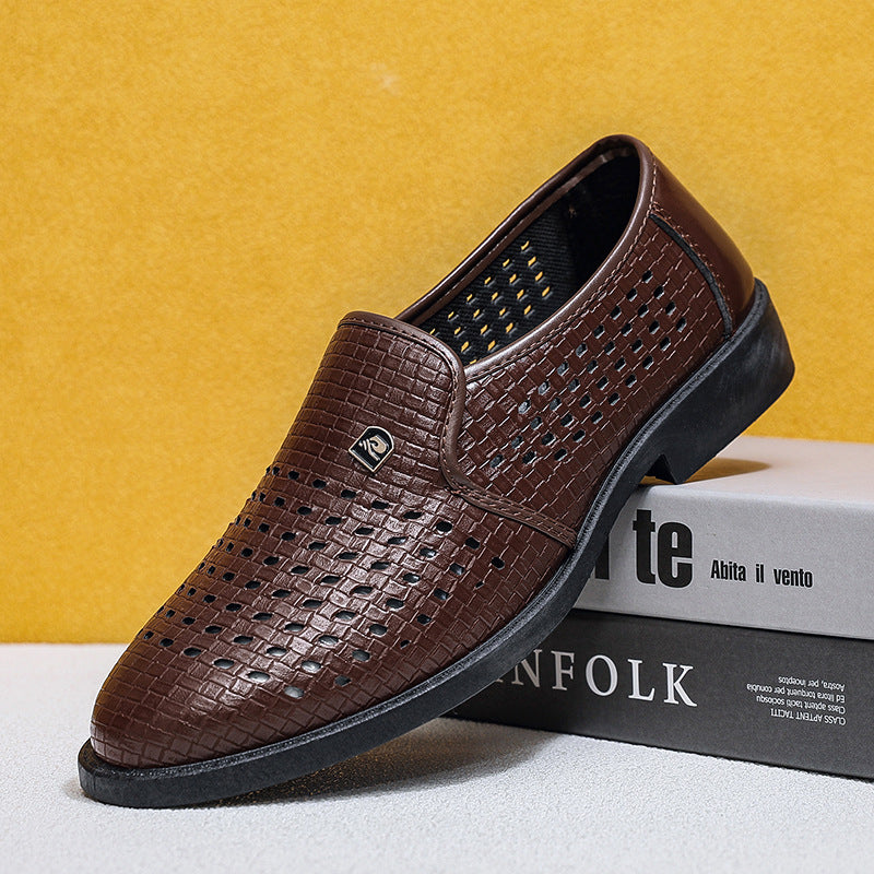Genuine soft leather men's leather shoes summer leather sandals men's hollow-out clogs soft leather casual leather sandals breathable men's shoes