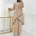 cross-border new arrival: women's two-piece loungewear set - relaxed fit with linear print design
