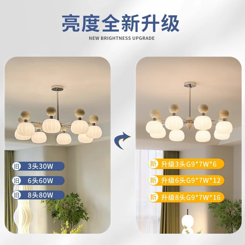 Full spectrum cream wind living room chandelier French pumpkin bedroom master bedroom light retro study light Zhongshan lighting package