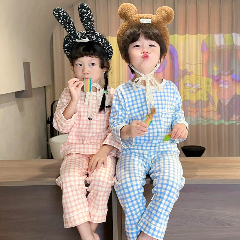 new children's pajamas: boys' spring/autumn long-sleeve cotton pajamas, baby & girls' big kids' loungewear, home wear