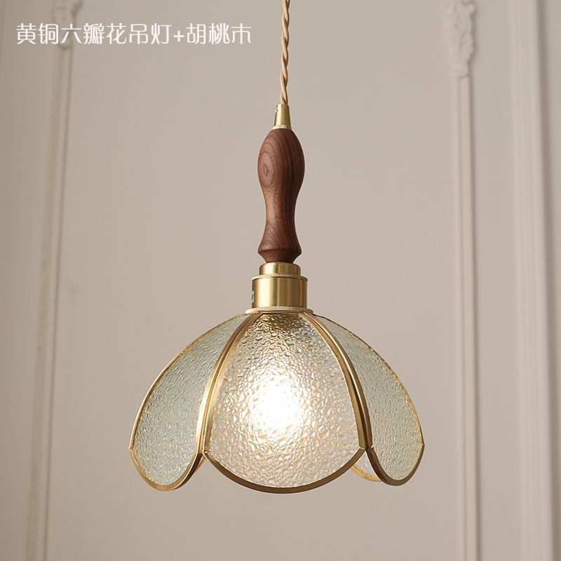 Vintage brass hand-soldered lamp, american style bedside aisle restaurant cafe stained glass pendant light