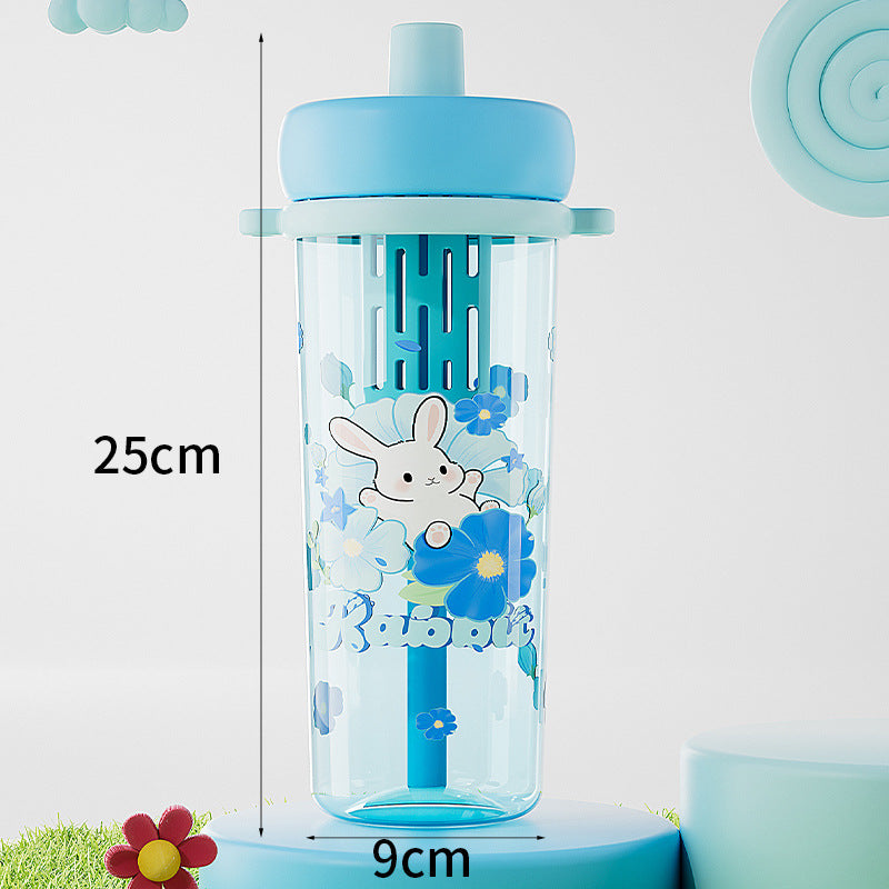 Cute cartoon animal straw cup - extra large capacity, high temperature resistant, with infuser, multi-purpose, stylish student water bottle