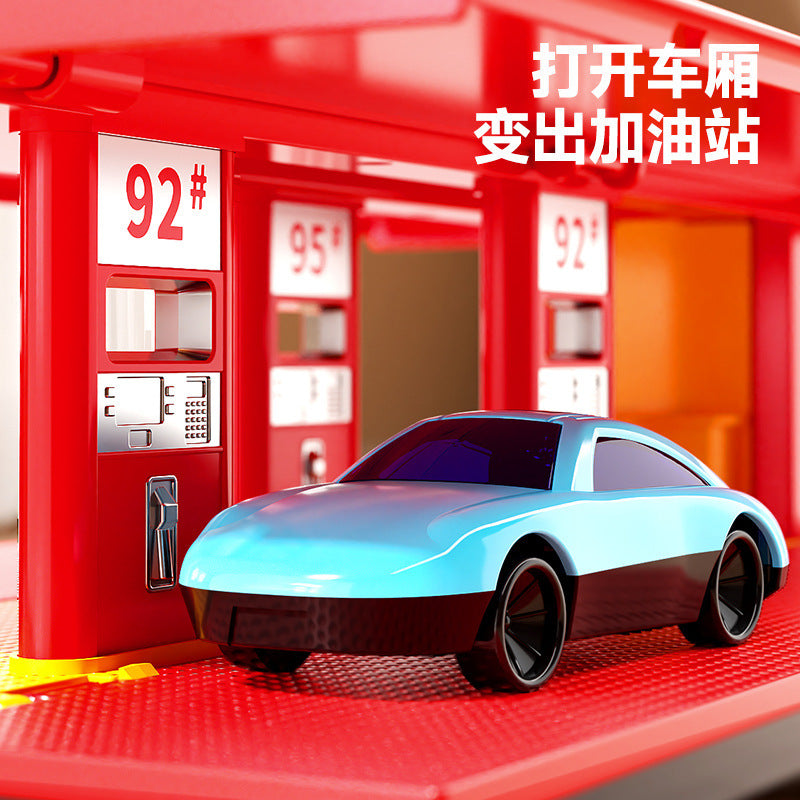 Kids' large-sized mobile gas station truck simulation - engineering transport car model - inertia toy for boys