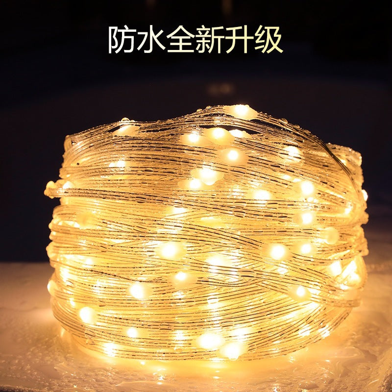 LED solar leather line light new low voltage 24V lantern gypsy star flashing light string outdoor garden decoration around tree light