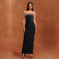 C7503 cross-border   fashion women's sexy bandeau high-end rhinestone backless dress