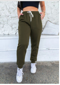 2025 amazon new arrival: women's solid color high-waisted tie-waist active pants, casual sweatpants, japanese and korean style