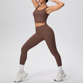 New arrival: cross-border double-sided brushed solid color breathable tank top long yoga set - two-piece activewear for running and fitness