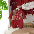 Spring autum jumpsuit baby clothes baby full moon first birthday banquet red festive national style khaki new year anxi crawling suit