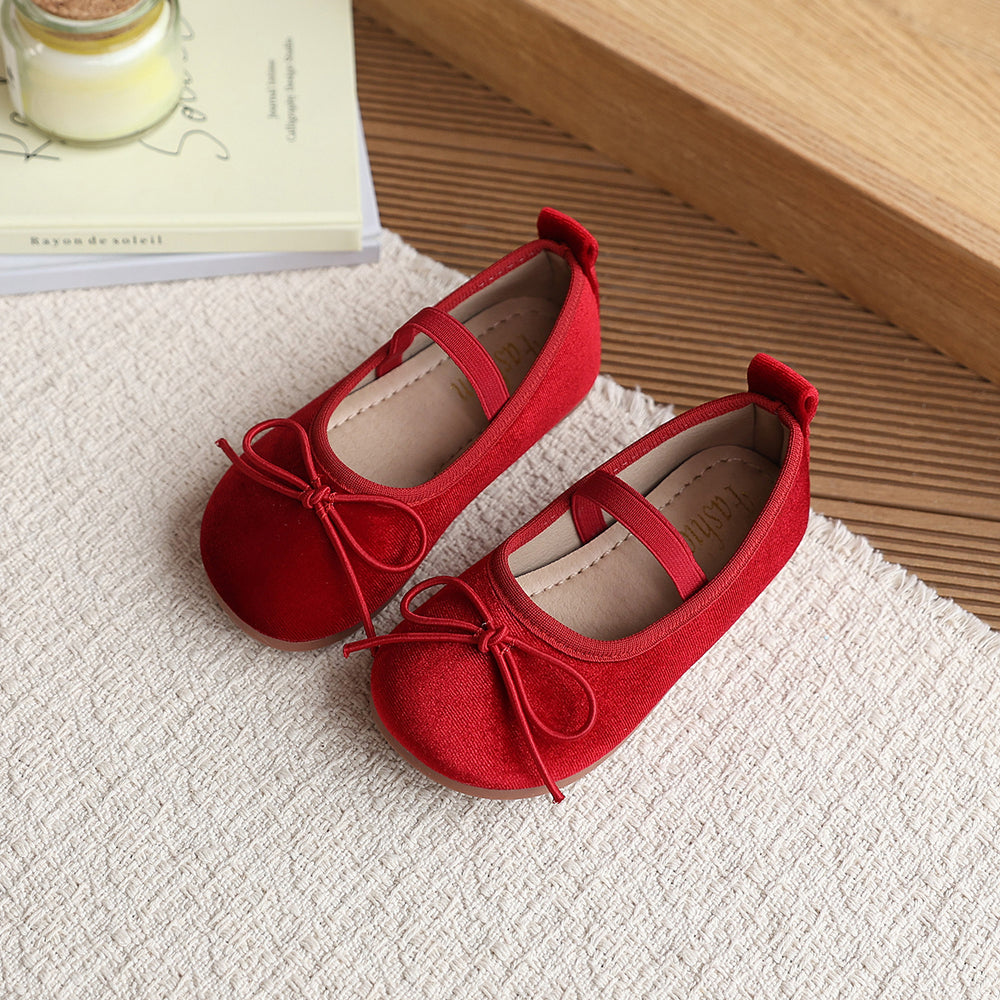 Vancahao girls' korean style princess shoes,  spring new collection, bowknot loafers, stylish and chic baby flats
