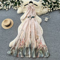 French riviera style halter sleeveless dress - women's summer cinched waist slimming tiered ruffle cake dress