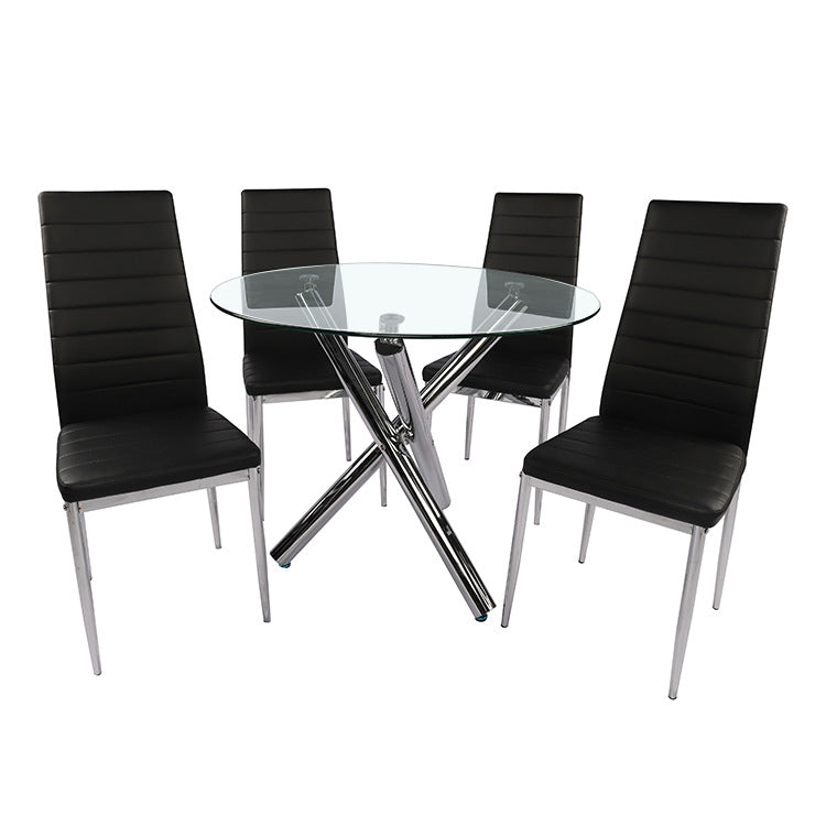 Tempered glass dining table set - modern luxury dining chairs - premium dining table and chair combination for home use