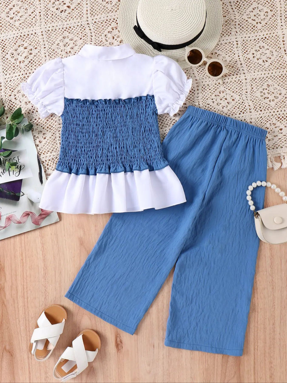 new arrivalsummer children's clothing fashionfashiongirl tops + loose pants two-piece suit