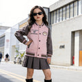Girls' spring outfit : spring/autumn baseball jacket for girls, middle-to-large children's outerwear, preppy style, new trendy children's fashion, popular online