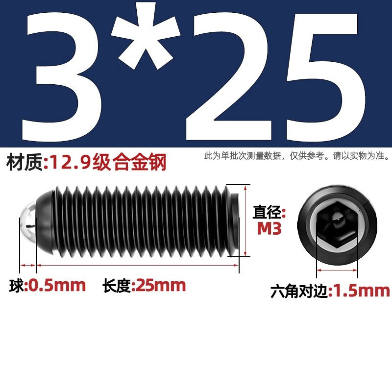 304 stainless steel/12.9 grade wave ball screw steel ball fastening spring ball head spring plunger ball glass positioning ball