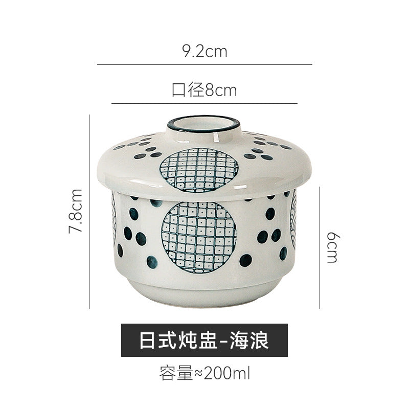 Creative ceramic underglaze dessert stew pot bird's nest tonic steamed egg bowl hotel restaurant high-looking small stew pot with lid