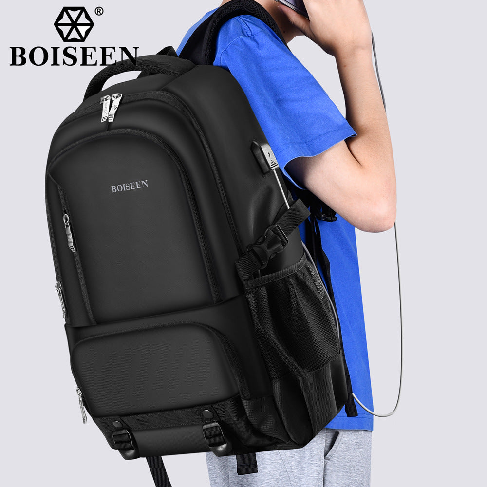 New men's business backpack Boiseen  multi-function USB interface outdoor travel men's backpack wholesale