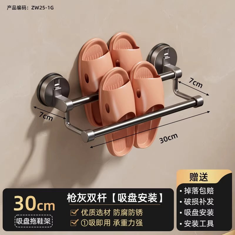 Bathroom slipper rack, bathroom toilet door, no punching, wall-mounted drain rack, shoe storage handy gadget