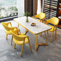 Nordic light luxury negotiation table and chair combination milk tea shop imitation rock slab rectangular in stock reception table and chair combination dining table and chair