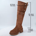 round toe over-the-knee boots for women  winternew arrivalfleece-linedslimming lookthick sole belt buckle high heel slim boots